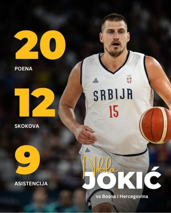 恒信策略 约老师打比赛啦~砍瓜切菜！约基奇20分12板9助 塞尔维亚大胜波黑